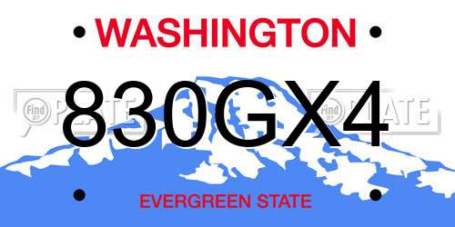830GX4 Washington License Plate