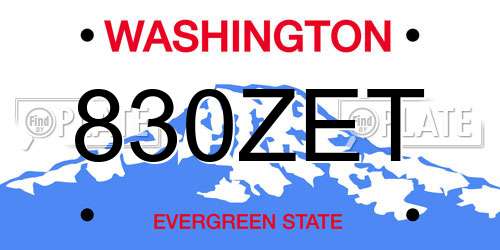 830ZET Washington License Plate