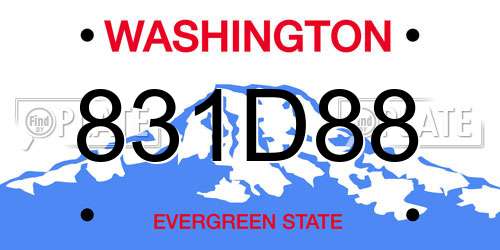 831D88 Washington License Plate