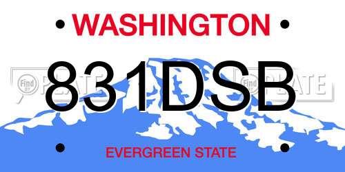 831DSB Washington License Plate