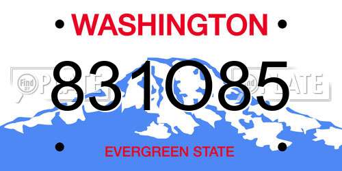 831O85 Washington License Plate