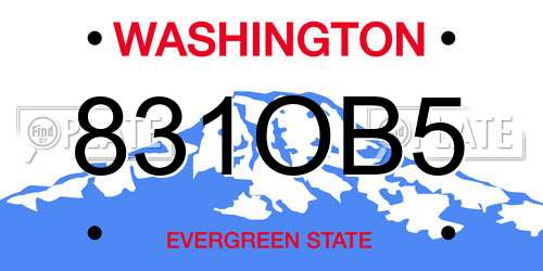 831OB5 Washington License Plate