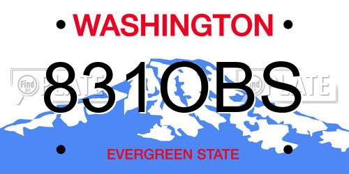 831OBS Washington License Plate