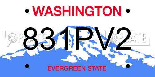 831PV2 Washington License Plate
