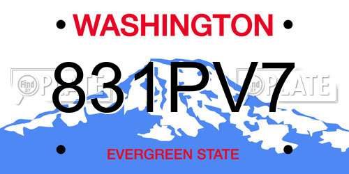 831PV7 Washington License Plate