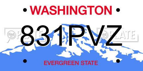 831PVZ Washington License Plate