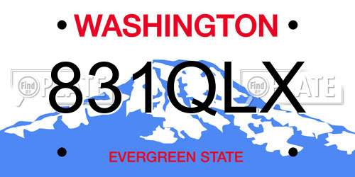 831QLX Washington License Plate