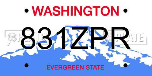 831ZPR Washington License Plate