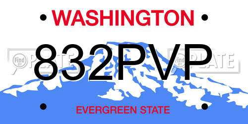 832PVP Washington License Plate