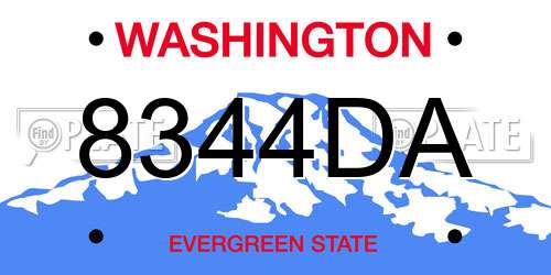 8344DA Washington License Plate