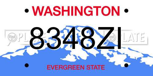 8348ZI Washington License Plate