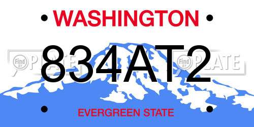 834AT2 Washington License Plate