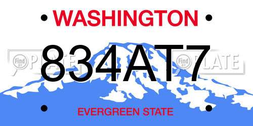 834AT7 Washington License Plate