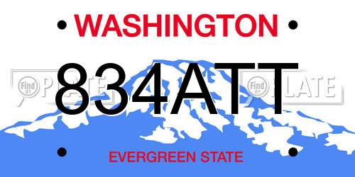 834ATT Washington License Plate