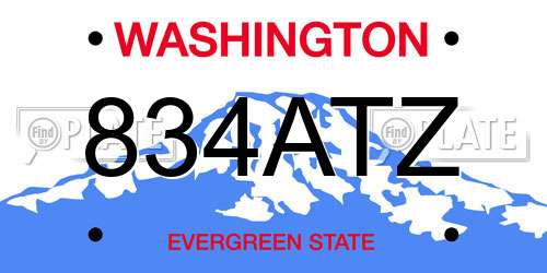 834ATZ Washington License Plate