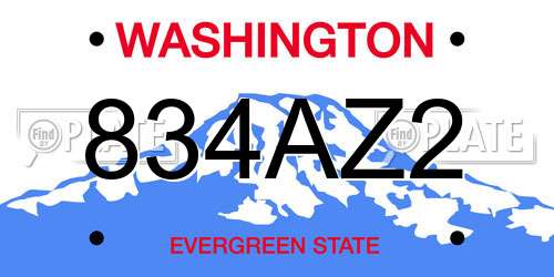 834AZ2 Washington License Plate