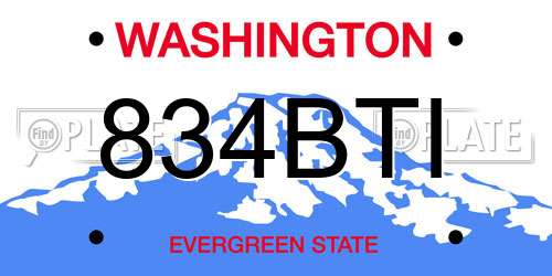 834BTI Washington License Plate