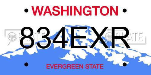 834EXR Washington License Plate