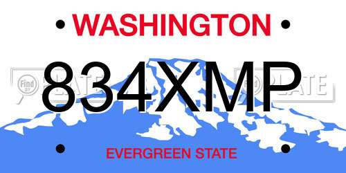 834XMP Washington License Plate