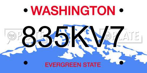 835KV7 Washington License Plate