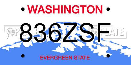 836ZSF Washington License Plate