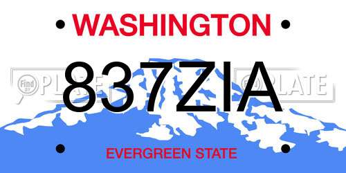 837ZIA Washington License Plate