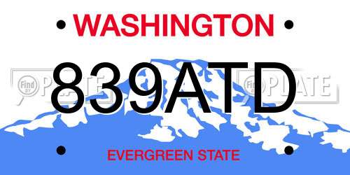 839ATD Washington License Plate