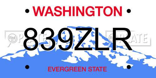 839ZLR Washington License Plate