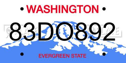 83DO892 Washington License Plate