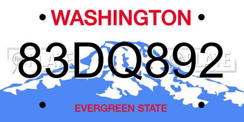 83DQ892 Washington License Plate