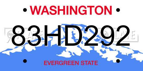 83HD292 Washington License Plate