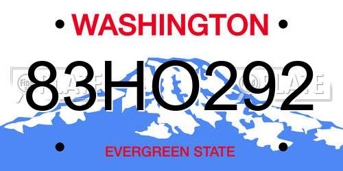 83HO292 Washington License Plate