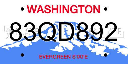 83QD892 Washington License Plate