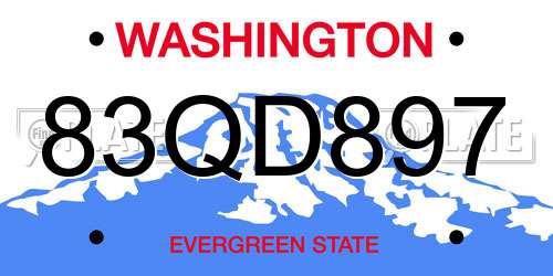 83QD897 Washington License Plate