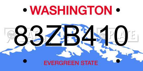 83ZB410 Washington License Plate