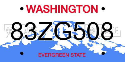 83ZG508 Washington License Plate