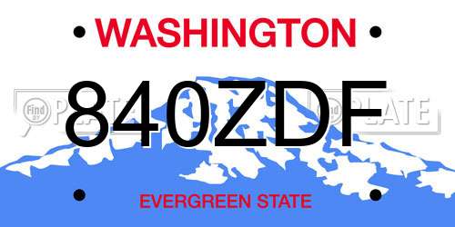 840ZDF Washington License Plate