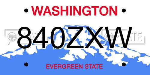 840ZXW Washington License Plate