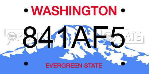 841AF5 Washington License Plate
