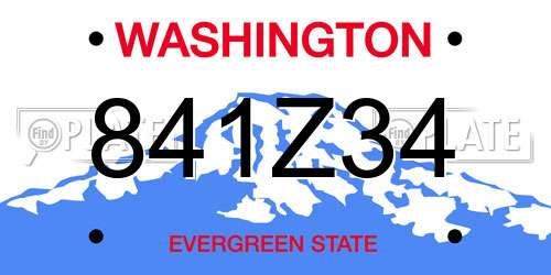 841Z34 Washington License Plate