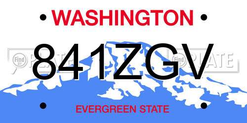 841ZGV Washington License Plate
