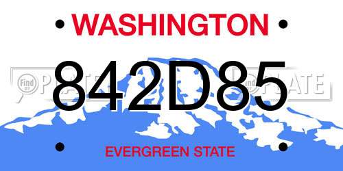 842D85 Washington License Plate