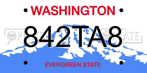 842TA8 Washington License Plate