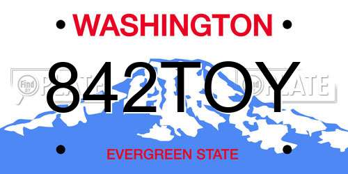 842TOY Washington License Plate