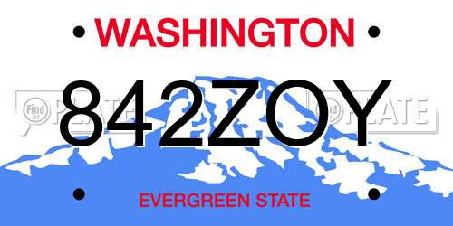 842ZOY Washington License Plate