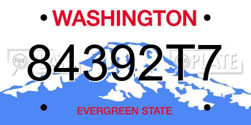 84392T7 Washington License Plate