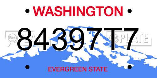 84397T7 Washington License Plate