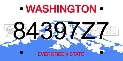 84397Z7 Washington License Plate