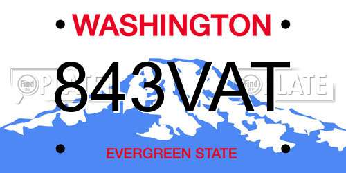 843VAT Washington License Plate