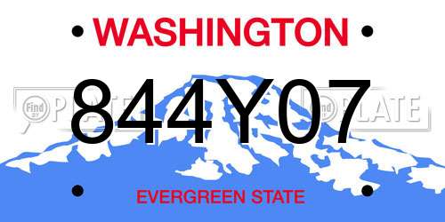 844Y07 Washington License Plate